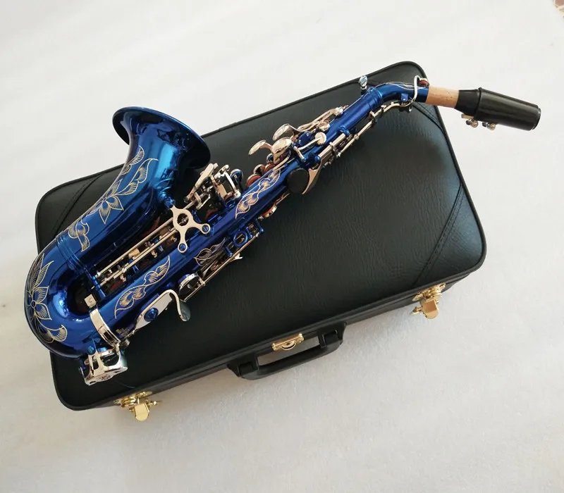 New Best quality S-99 Blue Silver key Curved Soprano Saxophone Musical Instruments with case | Спорт и развлечения