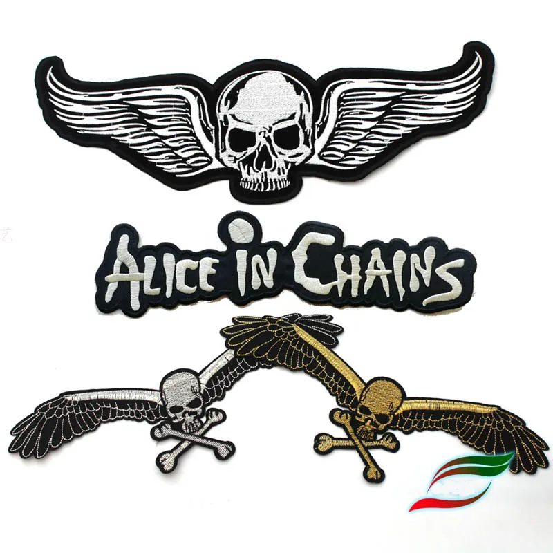 

Adhesive cloth stickers large wings punk style locomotive motorcycle embroidery badge back patch stickers A276