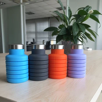 

500ML Portable Silicone Water Bottle Telescopic Folding Coffee Cup Outdoor Travel Drinking Water Bottle Sports Bottle Multicolor
