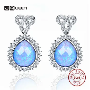 

JQUEEN 925 Sterling Silver Heart Water Drop Opal Eternal Knot Stud Earrings Inlaid with Zircon Women Earrings 10*12mm