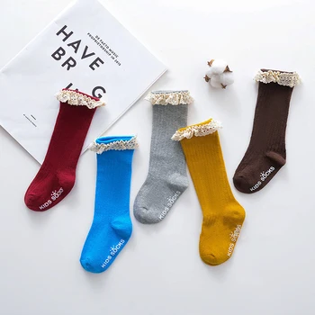 

Baby Socks Toddlers Girls Big Bow Knee High Long Cotton Soft Anti Slip Lace Infant Princess Socks Baby Winter Socks For Age 0-4Y