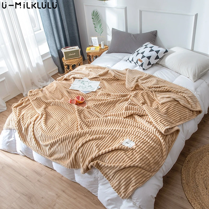 

Light Tan Soft Flannel Throw Blanket Stitch Plaid Hairy Winter Bed Covers Winter Warm Fleece Decorative Sofa Blankets for Beds