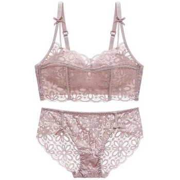 

2020 New autumn and winter girls' underwear 3 colors without steel ring sexy bra lace bra comfortable and breathable push up bra