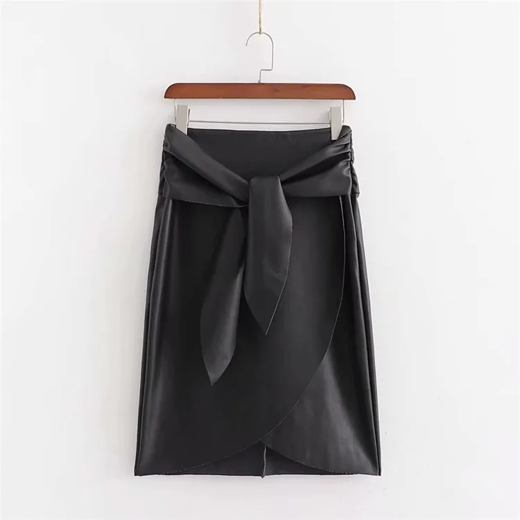 

Cxd-2651 WOMEN'S Dress New Style High-waisted Solid Color Bow-Accent Skirt