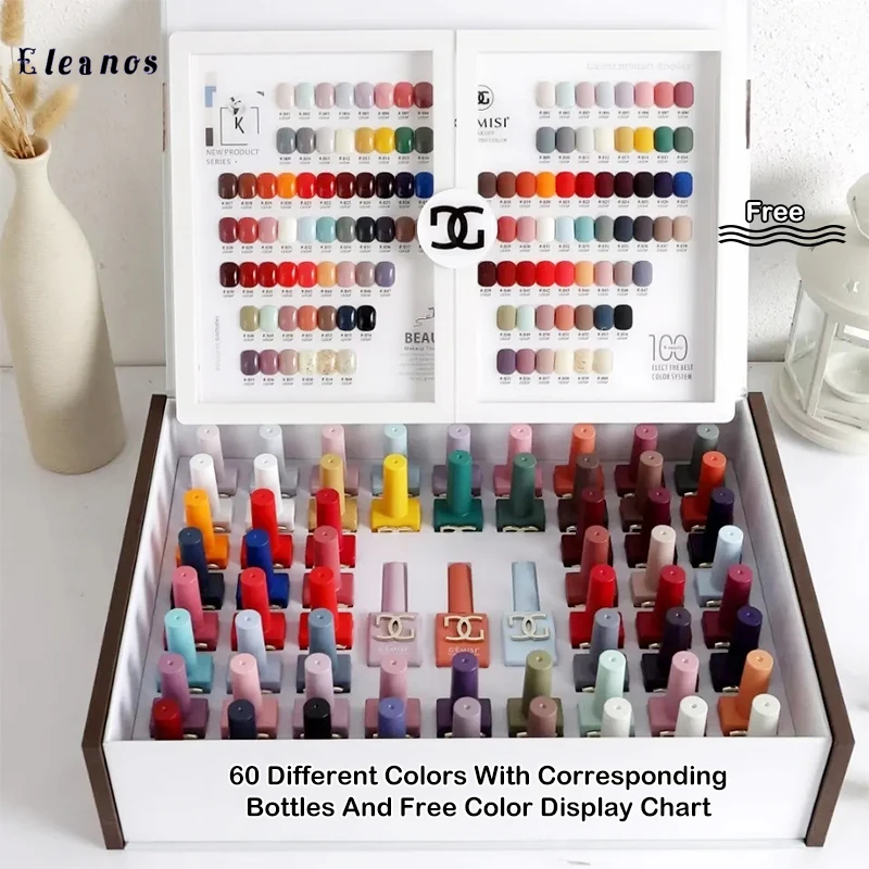 Eleanos New 60 Colors Gel Polish Set Color Gel Polish 60 Different Bottles For Nail Art Design Whole Set Nail Gel Learner Kit