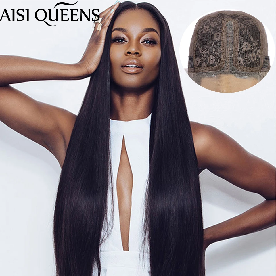 Lace Wigs Natural-Hair Black Straight Blue Synthetic-T-Part QUEENS AISI Yellow Women