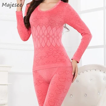 

Thermal Underwear Women Solid Slim Elegant Colorful Daily Bodysuit Heart Pattern Sweet Comfortable High Quality All-match Casual