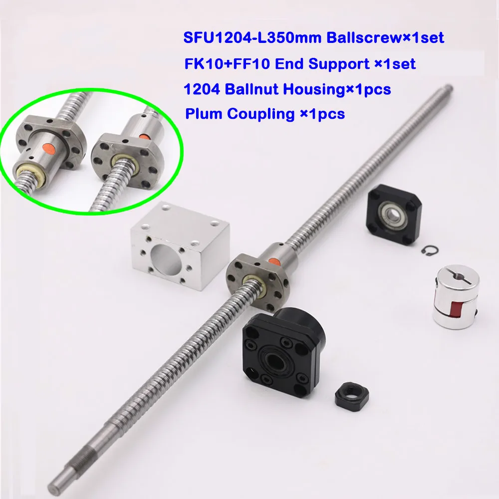 SFU1204 набор шариковых винтов L350mm корпус шариковой гайки FK10 FF10Fixed Floated End Support Plum