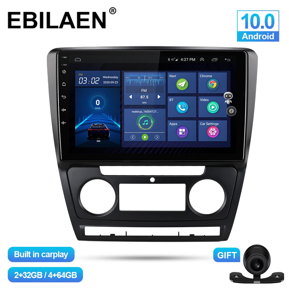 EBILAEN Автомобильный мультимедийный плеер для SKODA Octavia 2 2008-2013 A5 Android 10 0 Авторадио GPS