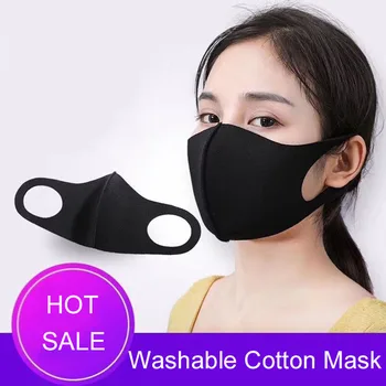 

3Pc Washable Black Mask Anti-Haze Anti Dust Mask Women Men Windproof Mouth-muffle Protective Mouth Face Masks Care Wholesale