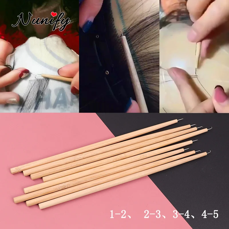 Nunify Professional Ventilating Needle For Making Lace Frontal Wigs Wood Handle Professional Diy Lace Wig Needles With Handle lace wig needles