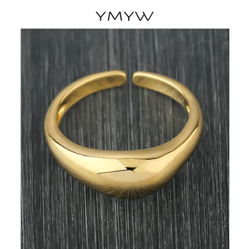 

YMYW Charm Gold Open Ring for Women Smooth Trendy Fashion Simple Brand Temperament Copper Ring Jewelry High Quality Femal Gift