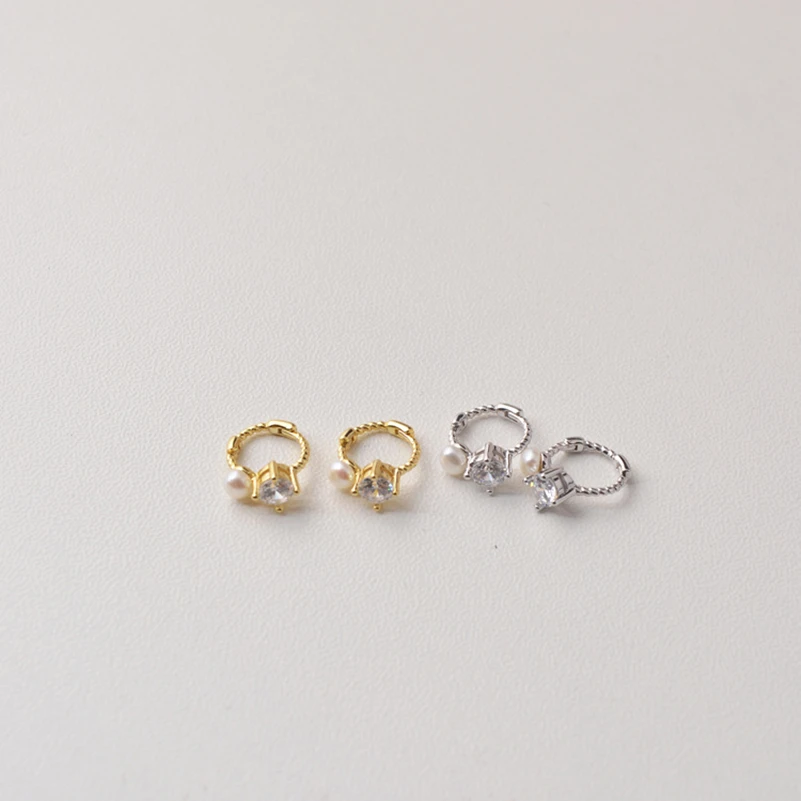 Серьги из стерлингового серебра 925 пробы, модные серьги с четырьмя зубцами из циркона и жемчуга, кольцо для ушей, Пряжка для ушей, милые трендовые ювелирные изделия для девушек и женщин