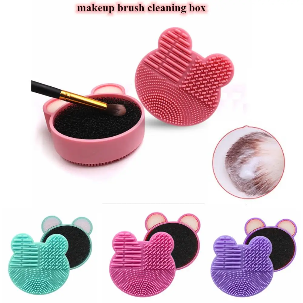 

Winnie Silicone makeup brush cleaning pad Remover Color off Brush Cleaning Sponge Mat Box Cosmetic Washing Clean Kits Hot