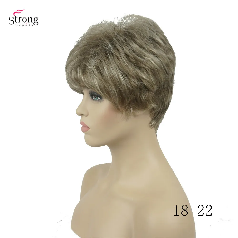 Strongbeauty peruca de cabelo curto natural encaracolado perucas sintéticas sem tampa