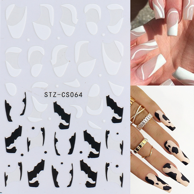 Golden Curve Marble Line Nail Sticker Irregular Swirl Striping Slider Charm Nail Design Gel Polish Decal Manicure LESTZ-CS067