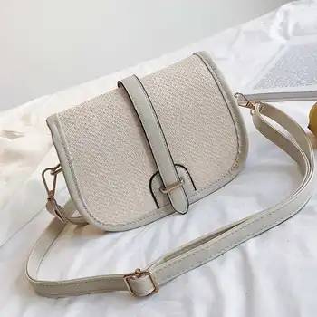 

Ladies Simple Straw Shoulder Bag Summer Casual Woven Crossbody Bag Fashion Young Lady Girl Evening Party Messenger Bag