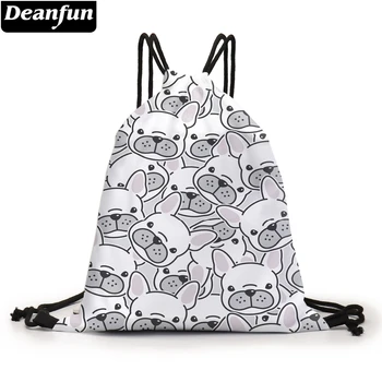 

Deanfun White Drawstring Bag Cute Bulldog Printing Backpack Women Travel Shoulder Bags 60448