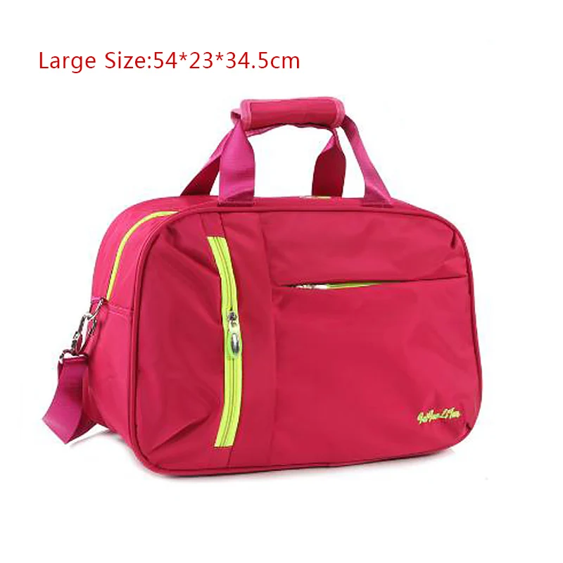 Large Rose red Wobag Мужская портативная дорожная сумка для путешествий, нейлоновая Повседневная одноцветная сумка для багажа, сумка-тоут, водонепроницаемая Женская дорожная сумка - Цвет: Large Rose red