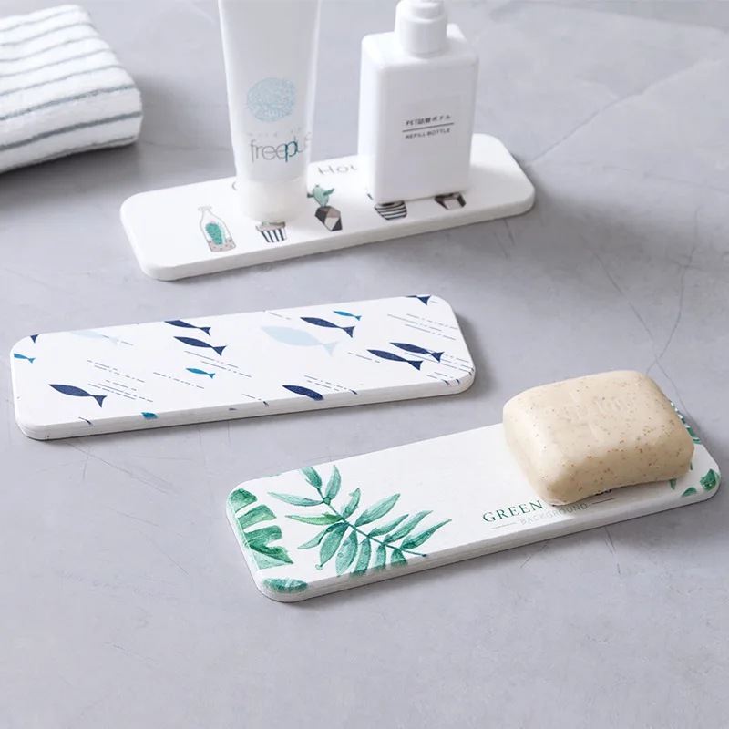 

Diatom Mud Wash Mat Diatomite Absorbent Mat Facial Cleanser Soap Electric Toothbrush Pad Bathroom Wash Mat Storage Organizer