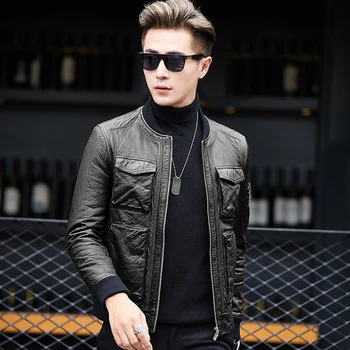 

Genuine Leather Jacket Men Spring Autumn Jacket Mens Real Sheepskin Coat Streetwear Baseball Jacket Chaqueta