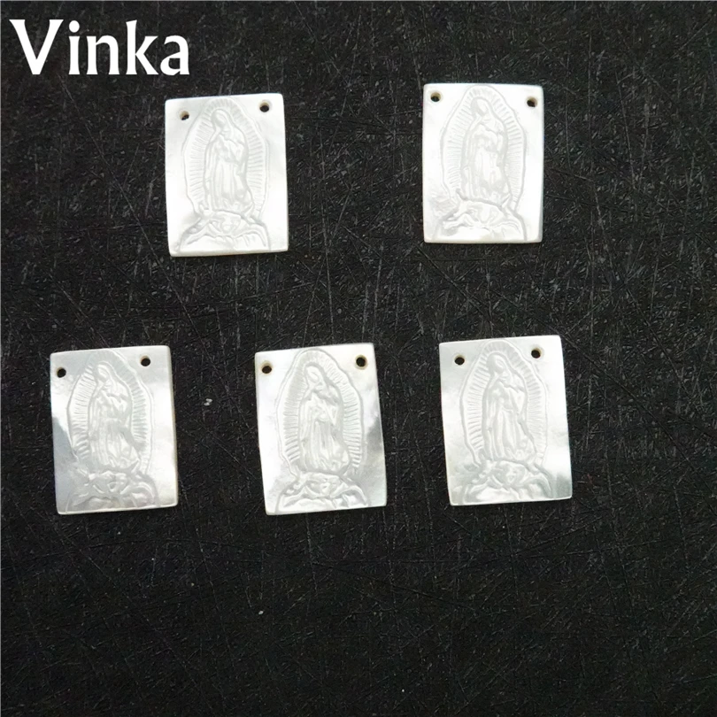 5pcs/lot Genuine MOP Shell Virgin Mary Madonna 12*16MM Mother Of Pearl Pendant Jewelry