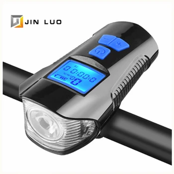 

Bike Electric Horn 6 Modes Cycling Wired Speedometer Bicycle Front Handlebar Light T6 Bulb 350 lumen USB Li Battery Accessories