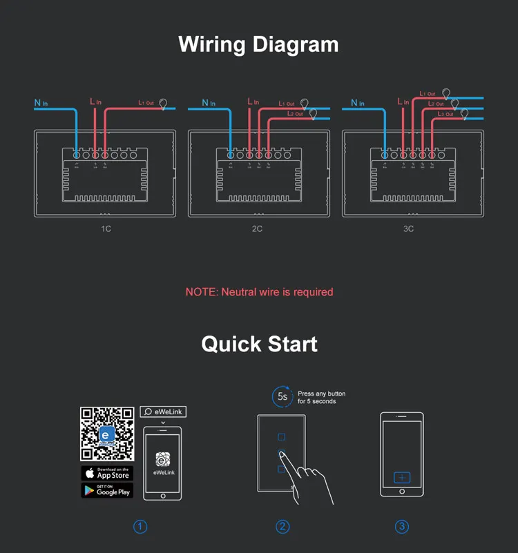 Sonoff t3 eua 3gang wi fi interruptor