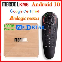 Mecool-TVセットトップボックスKm6,Android 10.0,4GB RAM,64GB ROM,Amlogic s905x4,Wi-Fi 2.4/5 GHz,Bluetooth,4k,Android 10,2/16g