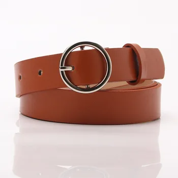 

2019 Hot Round Metal Buckle Belt Female Luxury Straps Fashion Designer Waistband Circle O Ring Belts for Women Jeans Pants