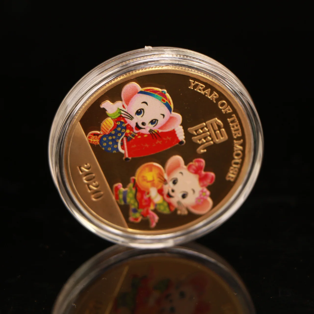 gold 1 шт., монета на год с изображением крысы, 40 мм, сувенирная декоративная монета, красочное серебро и золото, сувенирная монета - Цвет: gold
