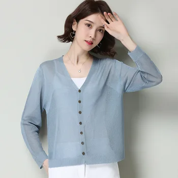 

Fashion New Lady's Hollow Knit Long Sleeve Cardigan Outerwear Top