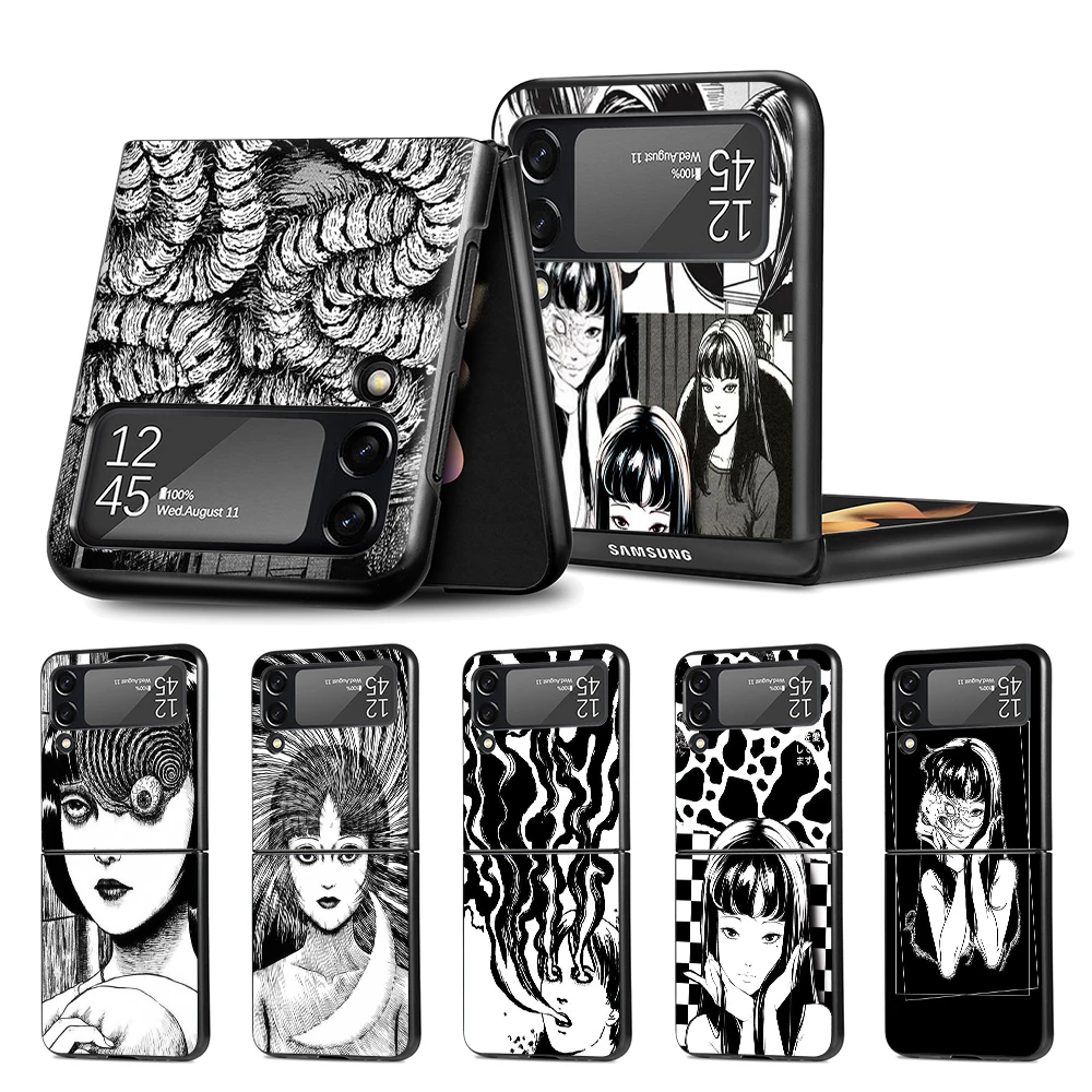 Comic Junji Ito Tomie Tees Case for Samsung Galaxy Z Flip3 5G Black Hard Cell Phone Cover Z Flip 3 PC Shell Zflip3 Coque galaxy z flip3 case