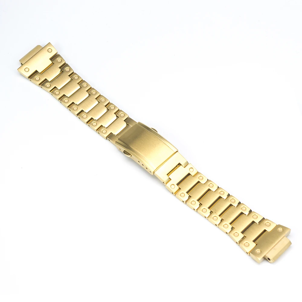 DW5600 5610 часы набор ремешок для часов ободок обновление модификация Металл 316L Нержавеющая часы аксессуары - Цвет ремешка: Gold Strap