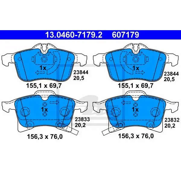 Колодки дисковые п. Opel Astra H/Meriva/Zafira 1.4-2.0/1.7CDTi 03 ATE 13.0460-7179.2 | Автомобили и мотоциклы