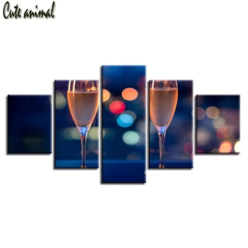 

Full Square round drill 5D DIY Diamond Painting 5 Pieces Wine Cup Paintings Diamond Embroidery Mosaic art 3D Cross Stitch Kits