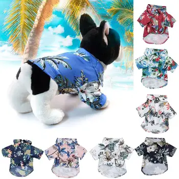 

Dog Shirts Clothes Summer Beach Clothes Vest Pet Clothing Floral T-Shirt Hawaiian For Small Large Dog