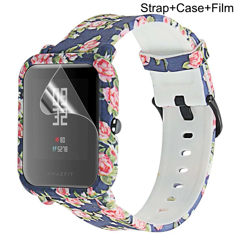 style 1 Симпатичный ремешок+ крышка+ протектор экрана для xiaomi correa amazfit bip ремень pulseira amazfit bip чехол Аксессуары - Цвет: style 1
