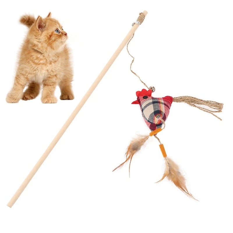 Pet Cat Toy Teaser For Cat Feather Plush Cats Toys Interactive Wand Cat Catcher 