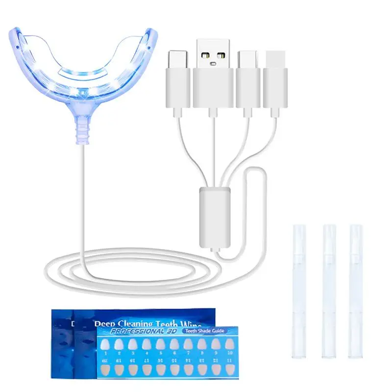 4 Interface 16 LED Teeth Whitening with 3 Gel Pen Desensitize Strips Tooth Wipe White Bleach Oral Dental Care for Phone Plug | Красота и