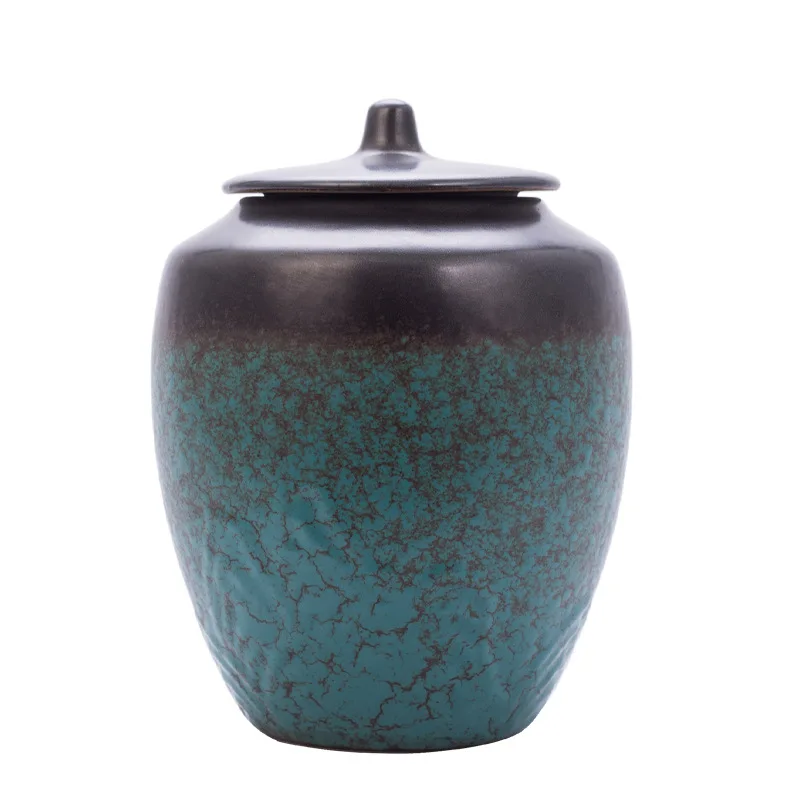 8" Large-Sized Funeral Urn Cremation Urns for PET Human Ashes Adult Made in Ceramics With Manual Relief Display Burial Urns