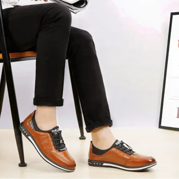 

2020 new men's casual shoes fashion young men's shoes first layer cowhide leather shoes leather shoes man shoes Туфли мужские