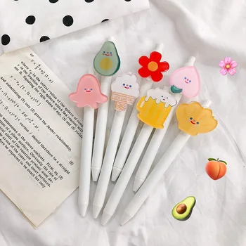 

Han Feng simple cute avocado pressing pen cartoon flower shell gel pen black signature pen office stationery