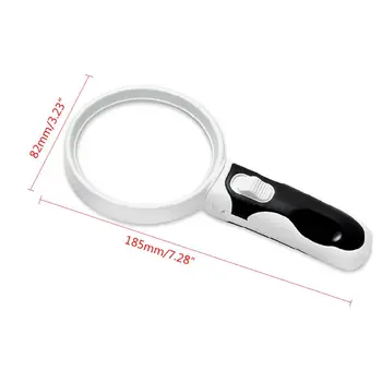 

5 Times and 10 Times Handheld LED Light Double Lens 2 Pcs Glass High Magnification Replaceable Lens Reading Magnifier 23GB