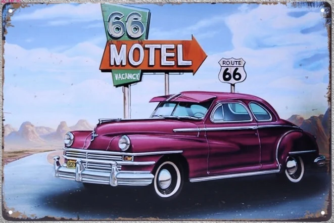 1 шт. классический отпуск античный автомобиль impala Route 66 Motel Оловянная пластина