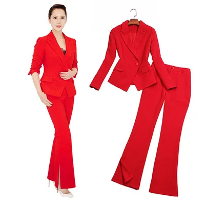 Комплект блейзеров Pak vrouwelijke mode Slanke dames Xiaoxiangfeng split hoge kwaliteit bell broek Professional dragen twee stuk