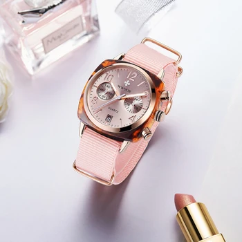 

WWOOR New Fashion Simple Womens Watches Nylon Waterproof Auto Date Quartz Wristwatch Ladies Dress Clock Female Bayan Kol Saati