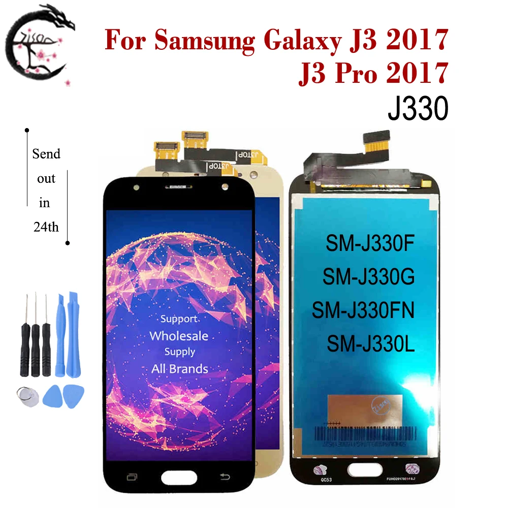 Kopen Nieuwe LCD Voor Samsung Galaxy J3 2017 J330 J330F Scherm Touch Sensor Digitizer Vergadering J3 Pro 2017 J330G J330FN j330L LCD
