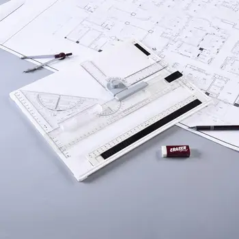 

Portable A4 Drawing Board Draft Painting Board with Parallel Rulers Corner Clips Head-lock Adjustable Angle Art Draw Tools