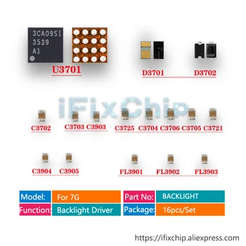 

20set/lot U3701 D3701 D3702 C3702 C3725 C3703 IC Chip Diode Capacitor For iphone 7/7 plus Dim no LED backlight Driver fix kit